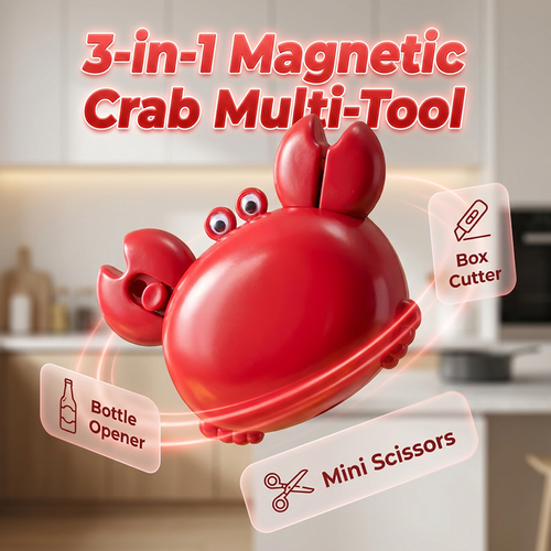 🦀  Multifunctional Magnetic Crab-Shaped Bottle Opener – Strong magnet & rust-proof – Catches caps, great for fridge or bar