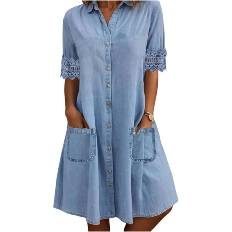 💝💝Women's Casual Loose Fit Denim Dress with Pockets