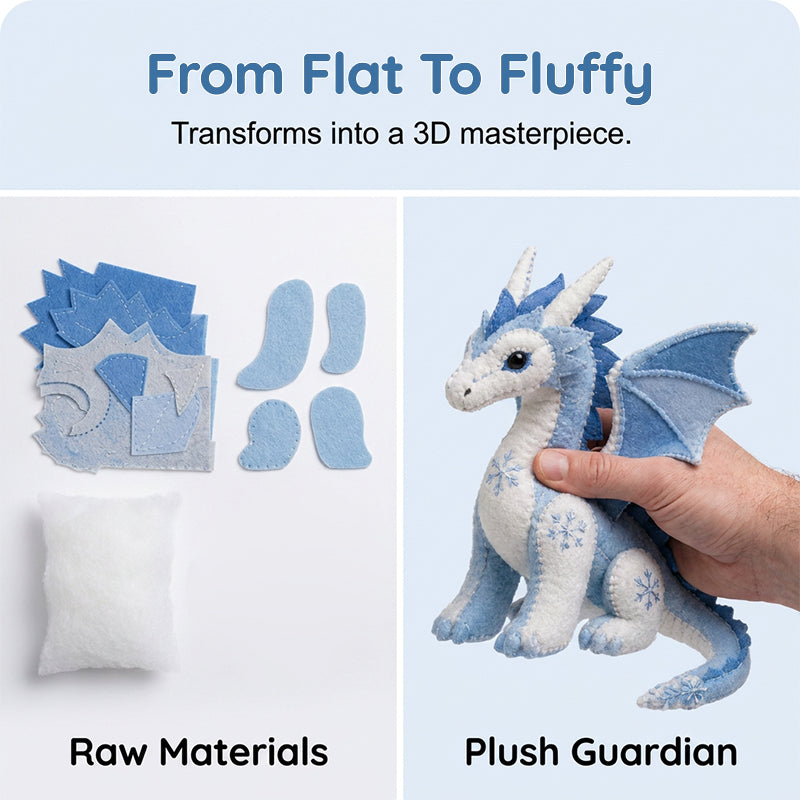 DIY Ice Dragon Felt Patchwork Kit Arctic Winter Guardian Sewing Set