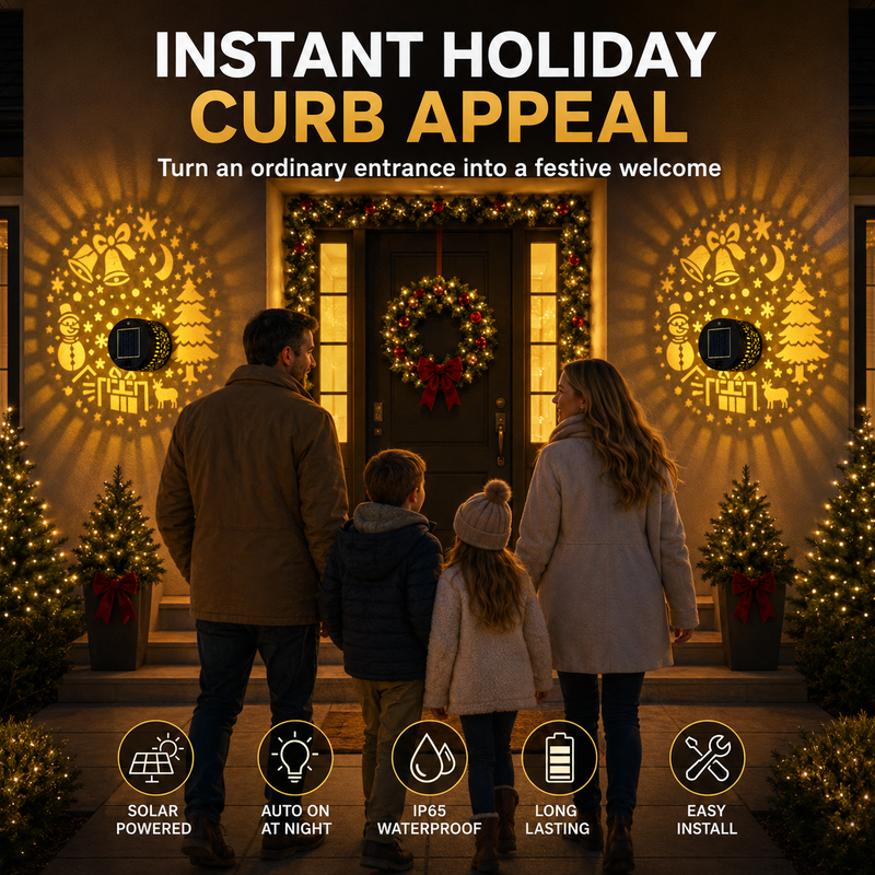 🥳2026 HOT SALE🥳💞50K+ SOLD! 🎄❄️ 50% OFF! TopSpire®Solar Outdoor Decorative Wall Projection Light – IP65 weatherproof, auto on/off. Projects festive patterns – perfect for Christmas ! 🏡✨