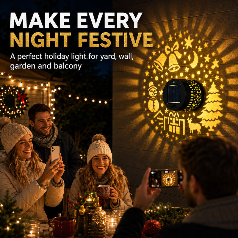 🥳2026 HOT SALE🥳💞50K+ SOLD! 🎄❄️ 50% OFF! TopSpire®Solar Outdoor Decorative Wall Projection Light – IP65 weatherproof, auto on/off. Projects festive patterns – perfect for Christmas ! 🏡✨