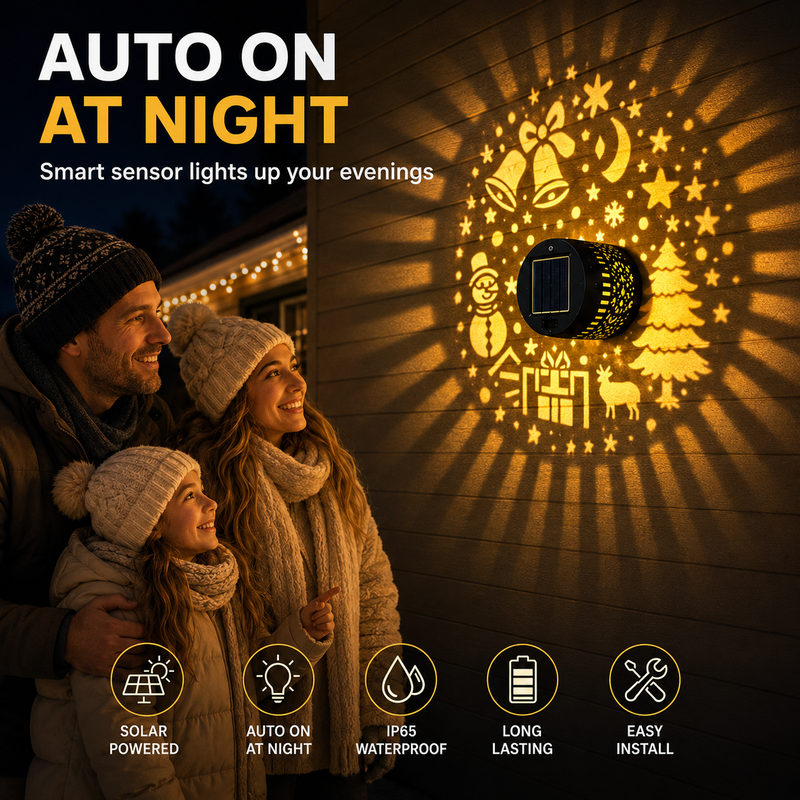 🥳2026 HOT SALE🥳💞50K+ SOLD! 🎄❄️ 50% OFF! TopSpire®Solar Outdoor Decorative Wall Projection Light – IP65 weatherproof, auto on/off. Projects festive patterns – perfect for Christmas ! 🏡✨