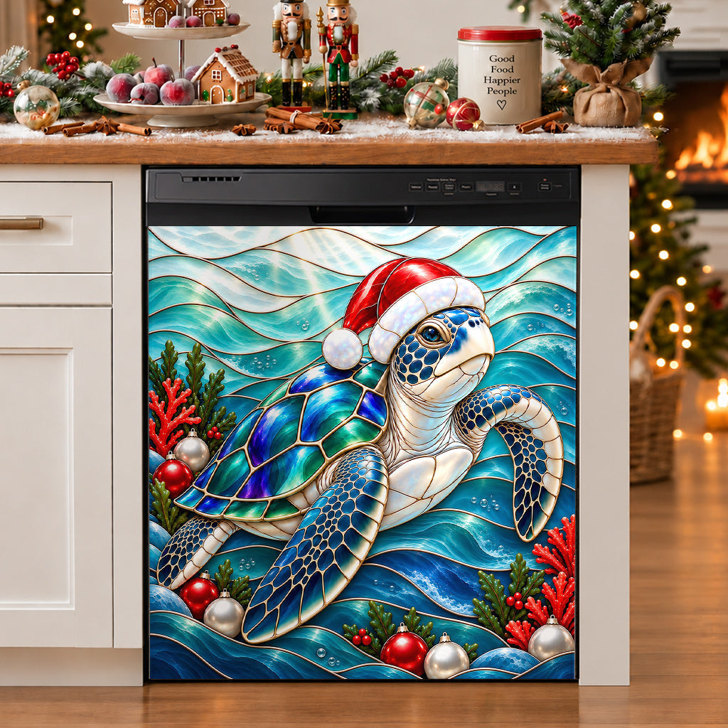 TopSpire®Seaturtle Magnetic Dishwasher Cover Jewel Of The Christmas Sea